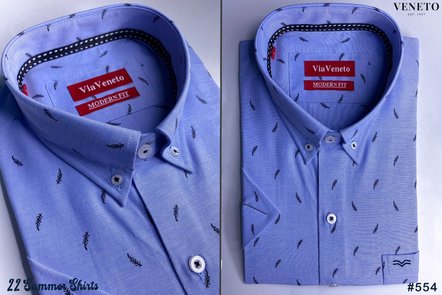 Summer Blue Printed Short Sleeve shirt 105