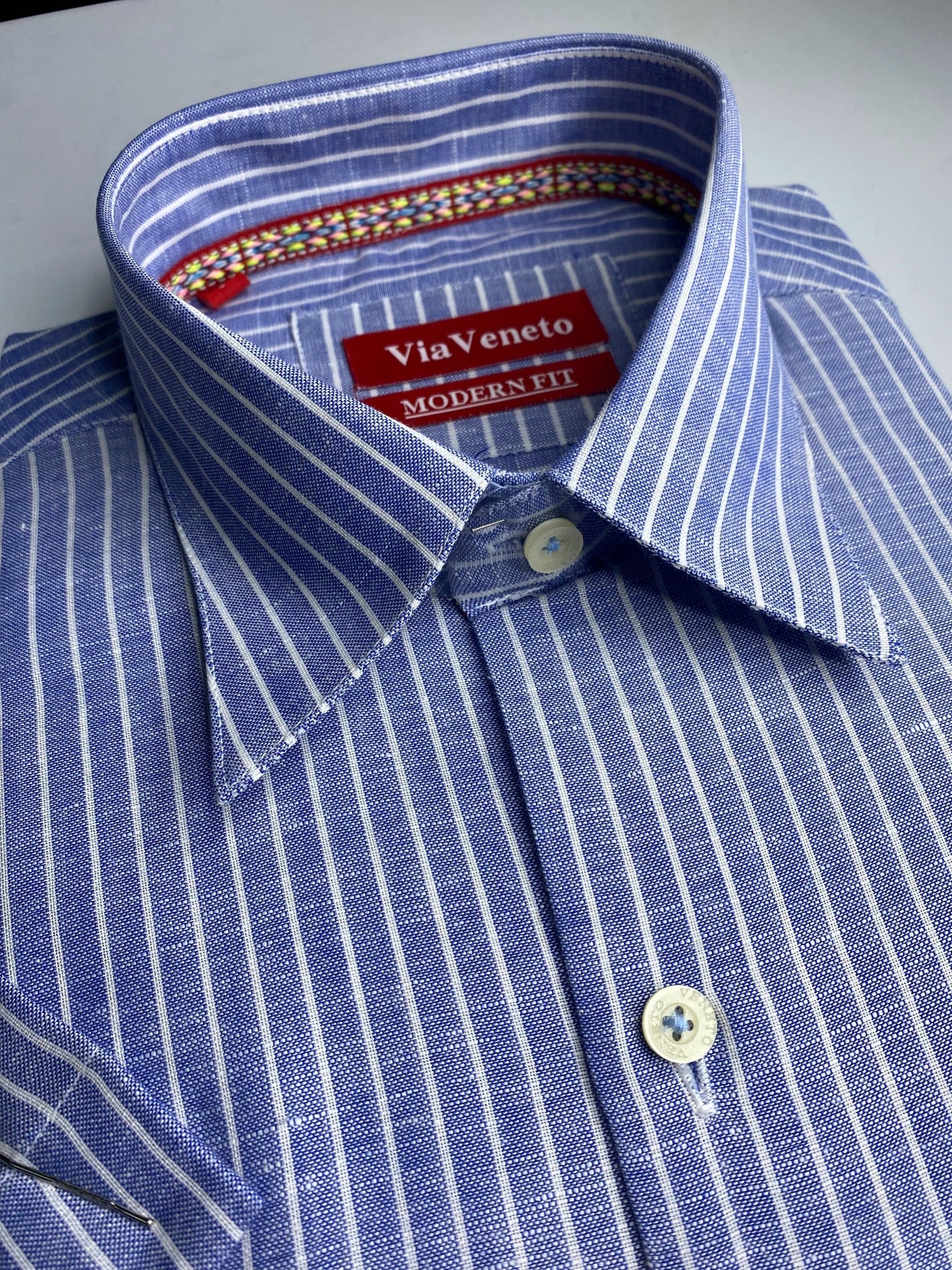 Summer Striped Dark Blue Short Sleeve shirt 139