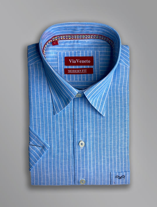 Summer Striped Blue Short Sleeve shirt 138
