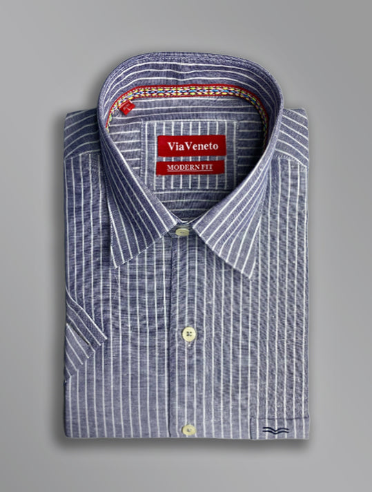 Summer Striped Grey Short Sleeve shirt 136