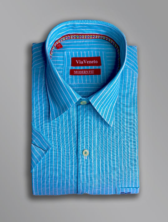 Summer Striped Sky Blue Short Sleeve shirt 135