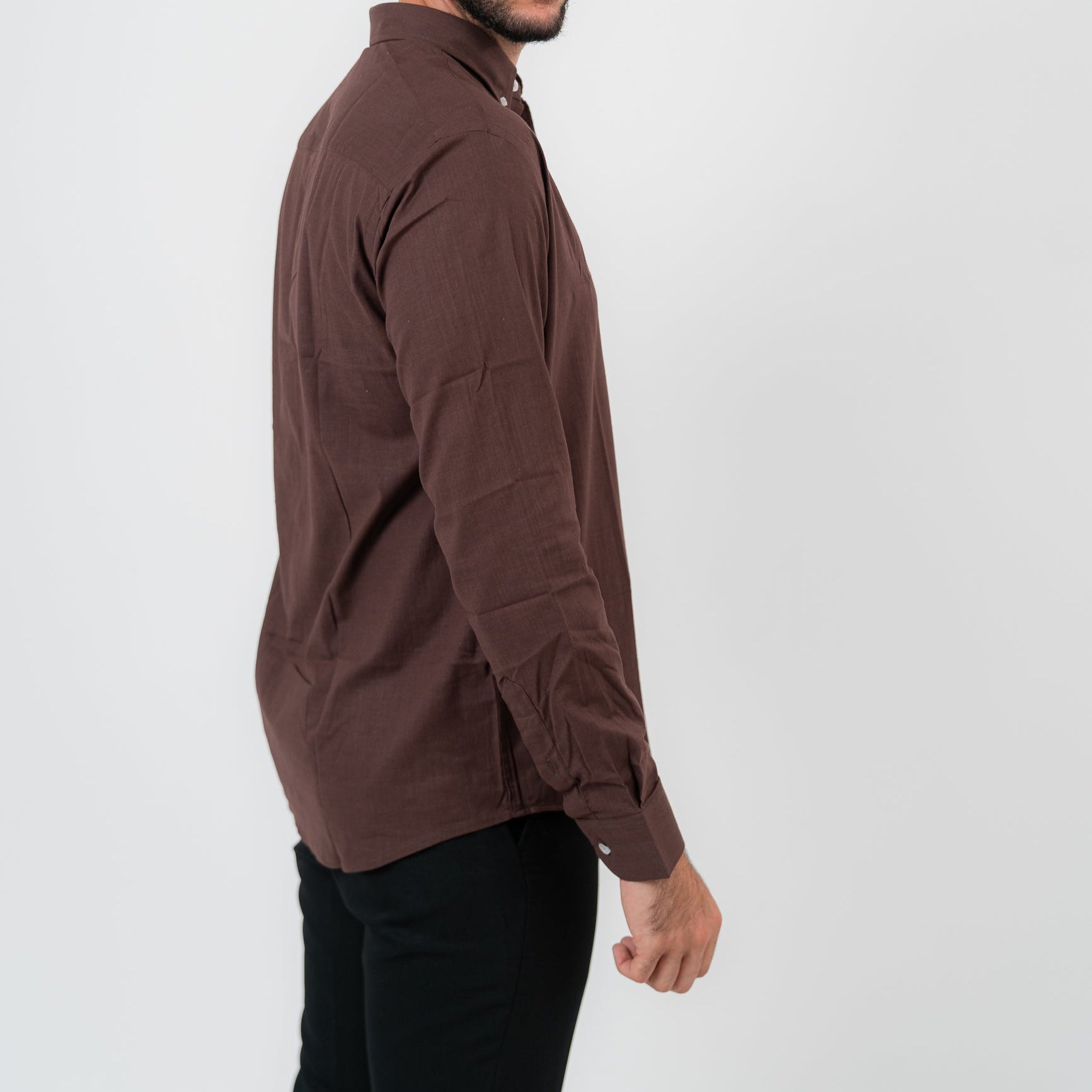 قميص بني بأكمام طويلة - بولو أمريكي