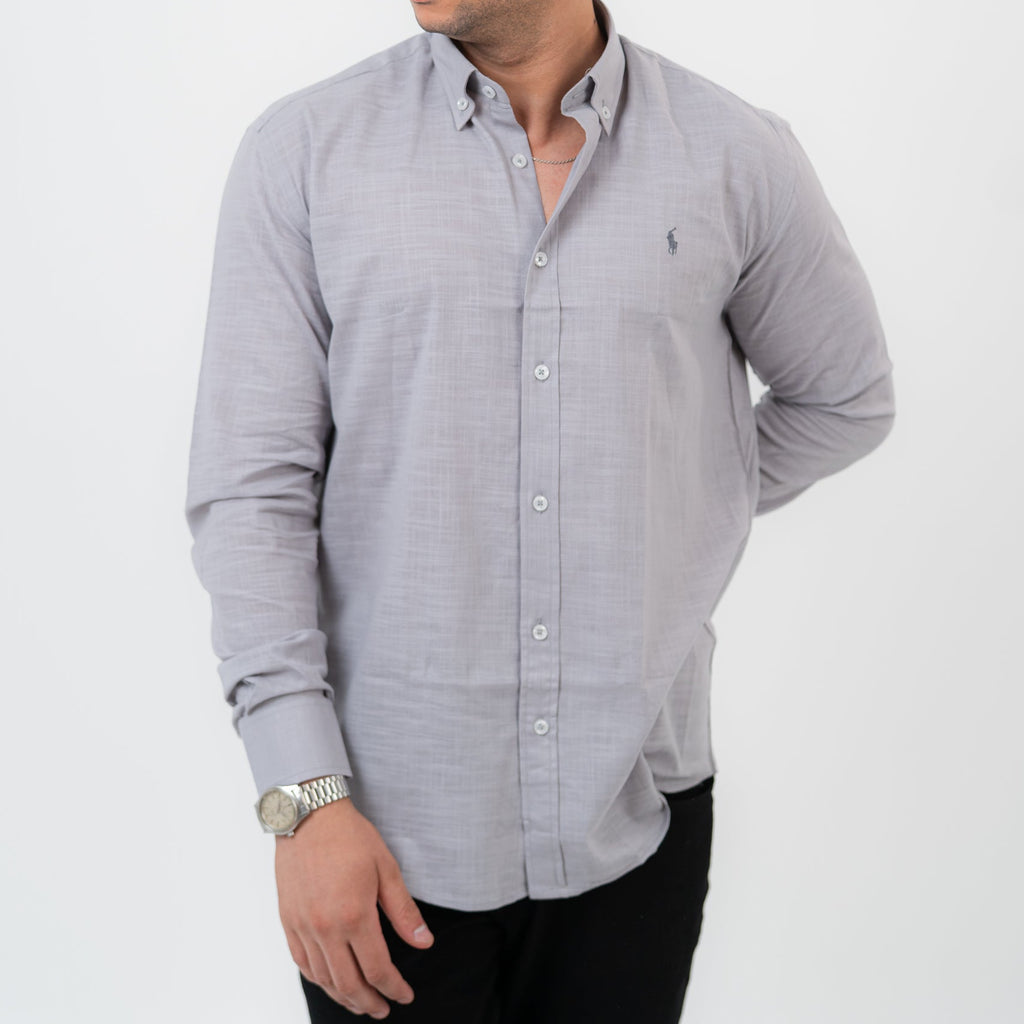 قميص رمادي بأكمام طويلة - بولو أمريكي
