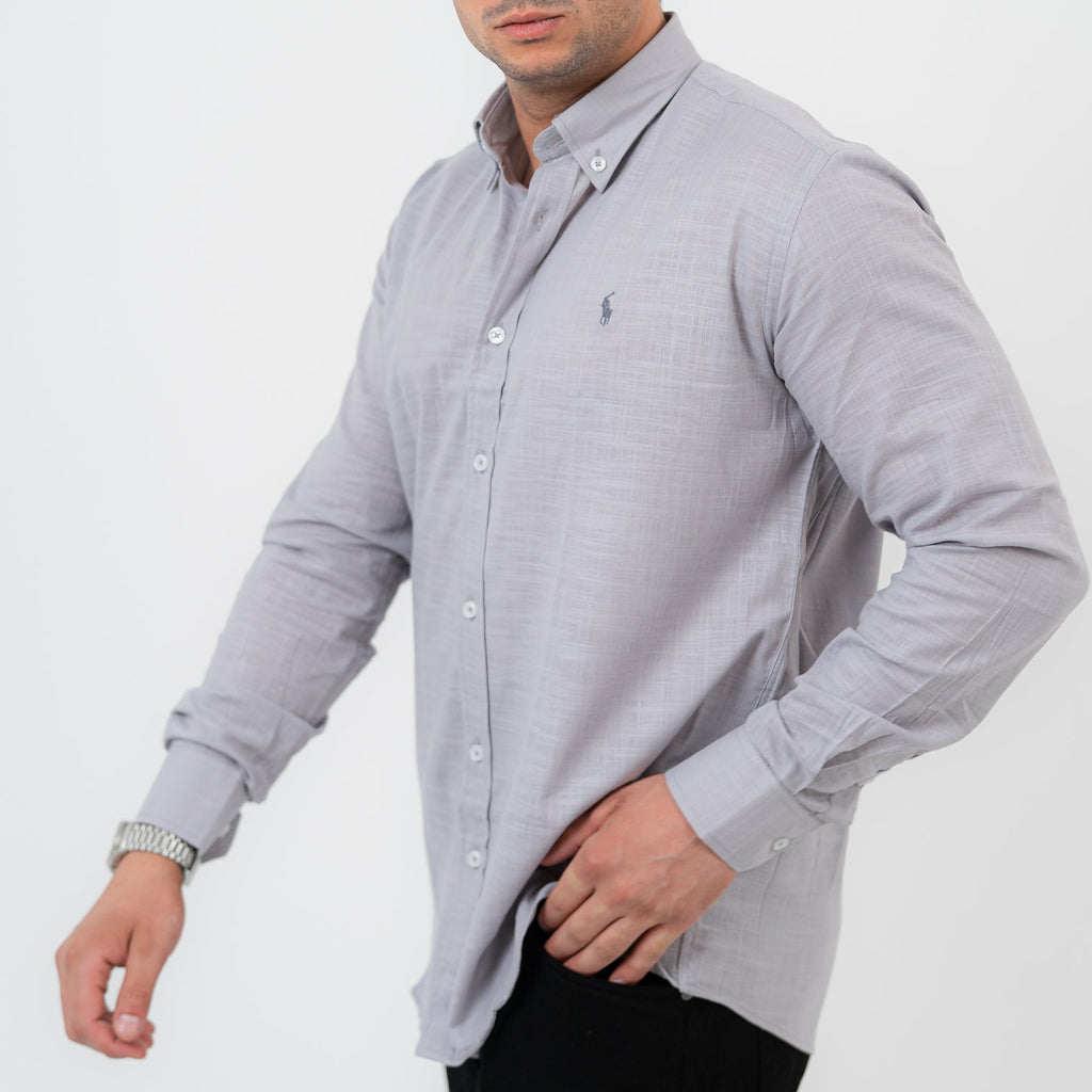 قميص رمادي بأكمام طويلة - بولو أمريكي