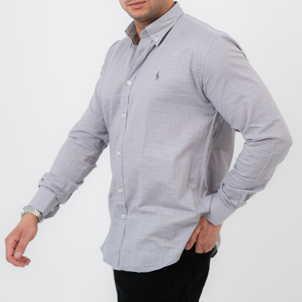قميص رمادي بأكمام طويلة - بولو أمريكي