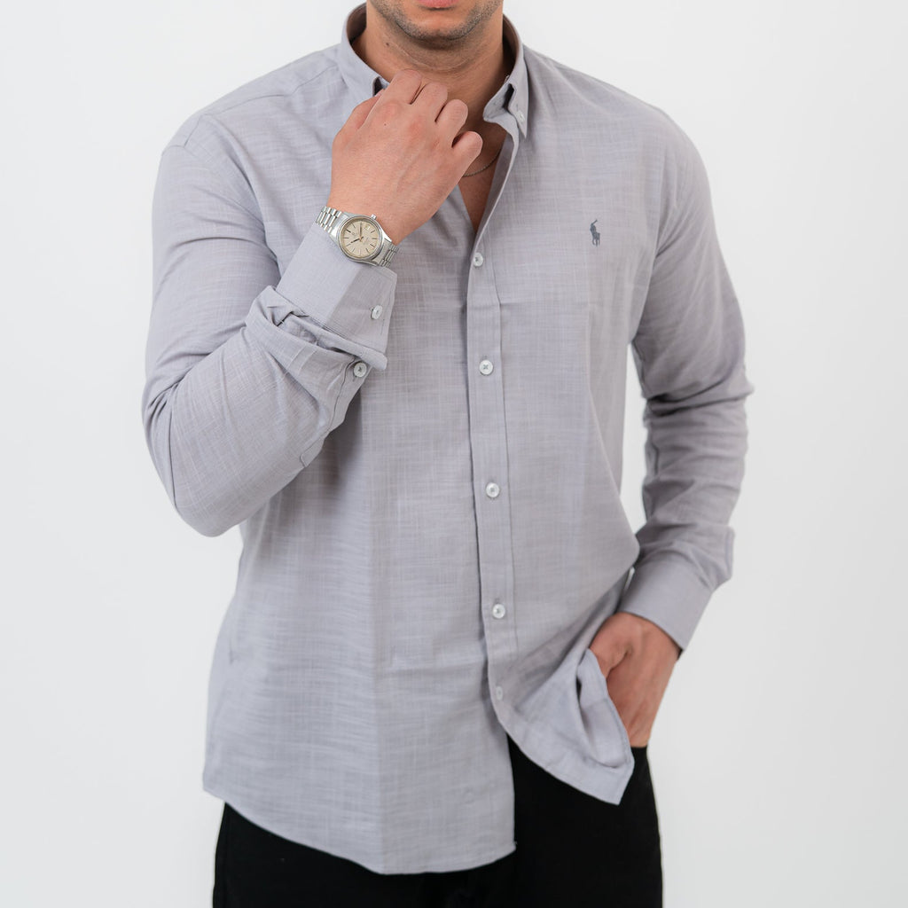 قميص رمادي بأكمام طويلة - بولو أمريكي