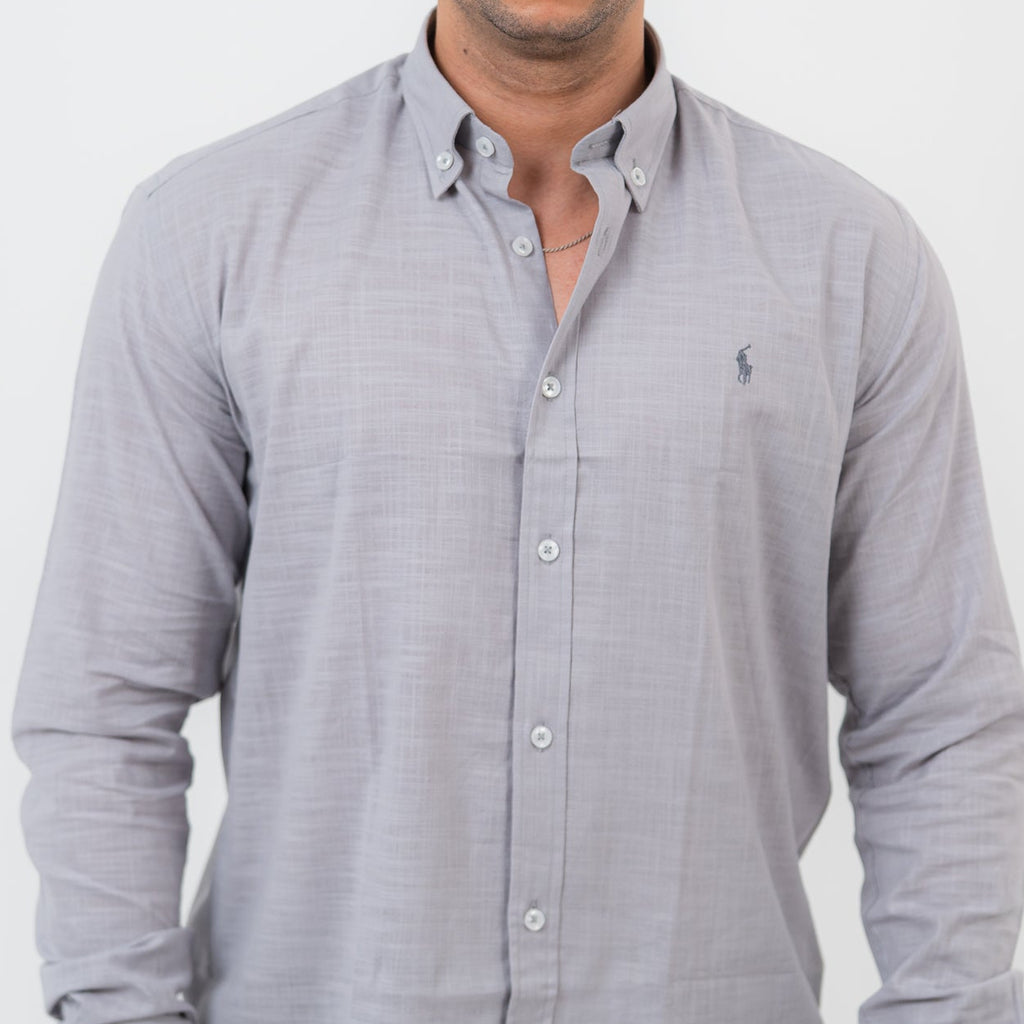 قميص رمادي بأكمام طويلة - بولو أمريكي