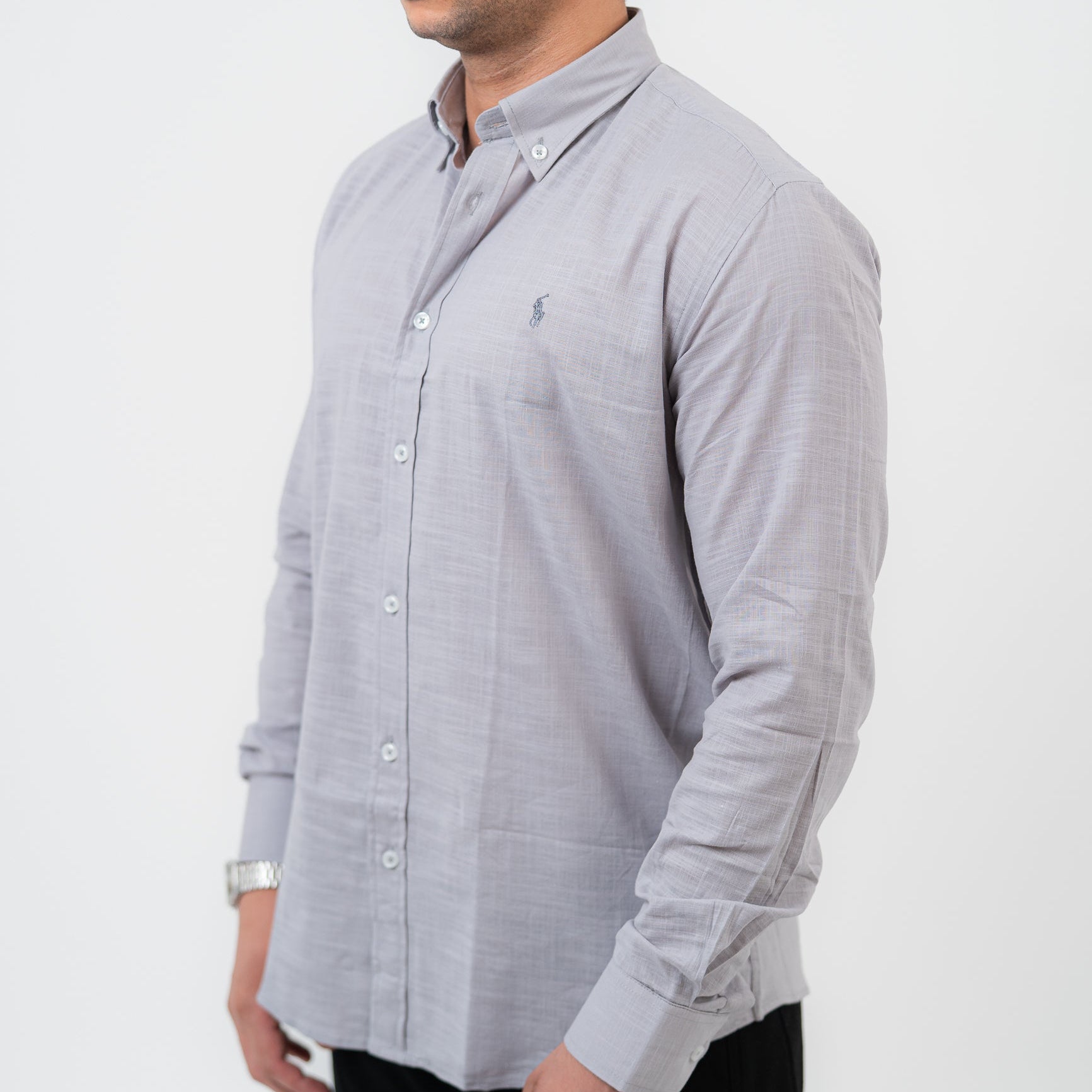 قميص رمادي بأكمام طويلة - بولو أمريكي