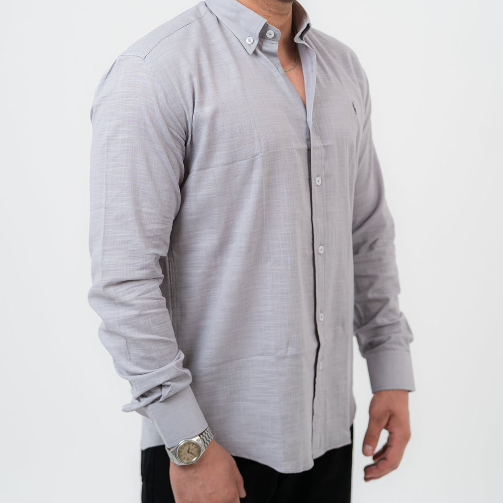 قميص رمادي بأكمام طويلة - بولو أمريكي