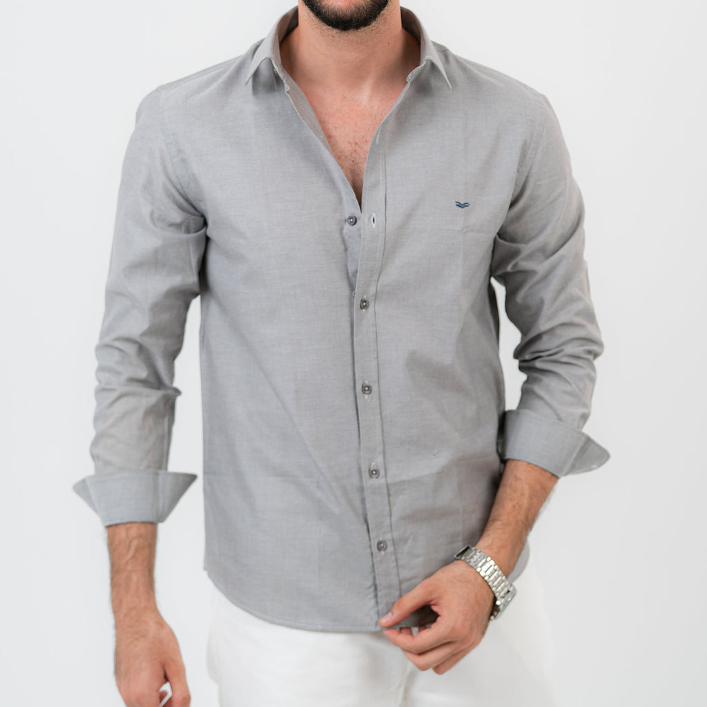 Gray Long Sleeve shirt Oxford