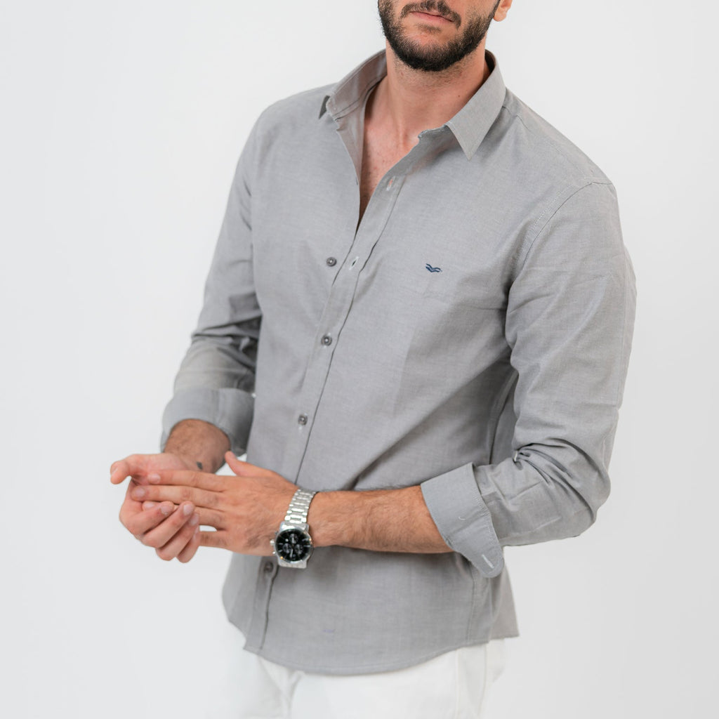 Gray Long Sleeve shirt Oxford