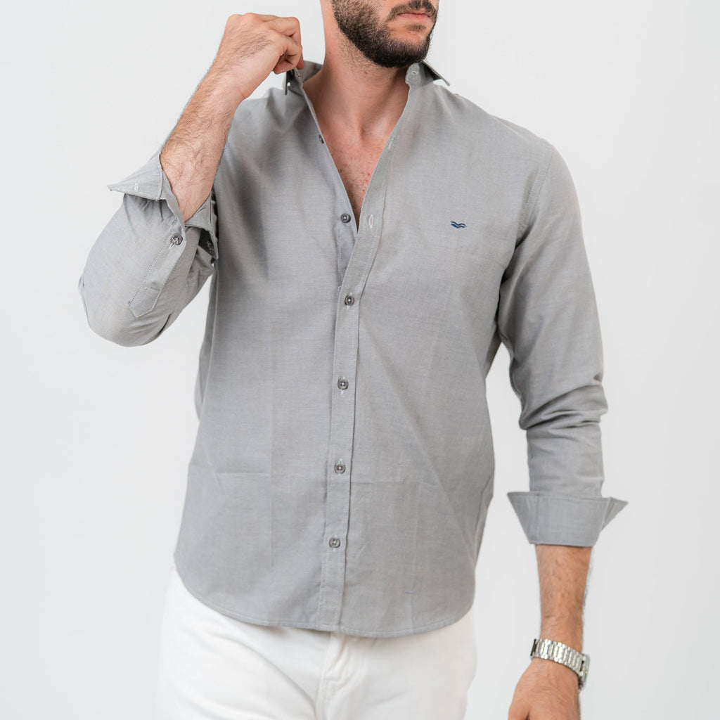 Gray Long Sleeve shirt Oxford
