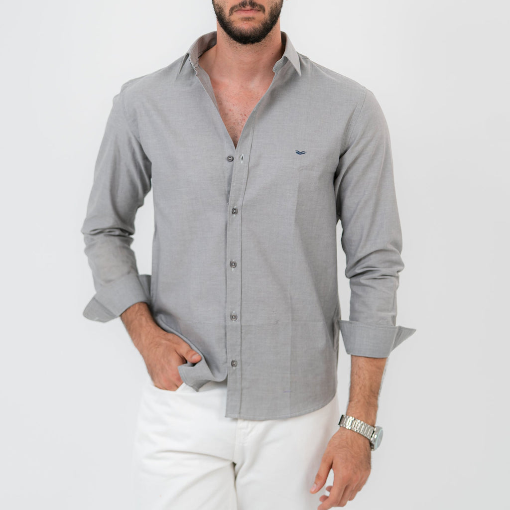 Gray Long Sleeve shirt Oxford