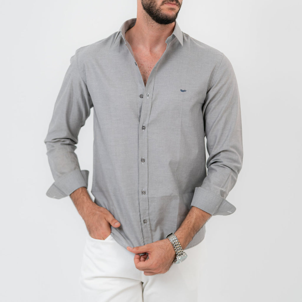Gray Long Sleeve shirt Oxford