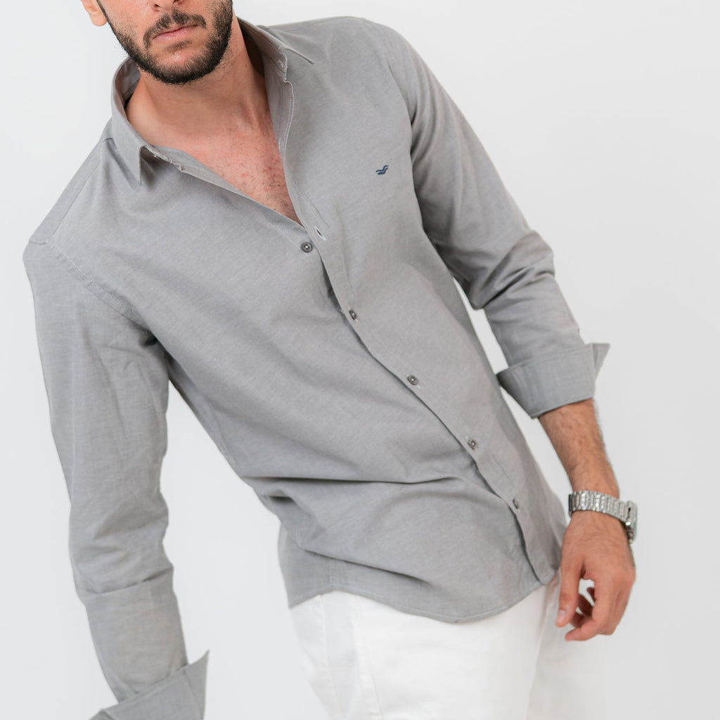 Gray Long Sleeve shirt Oxford