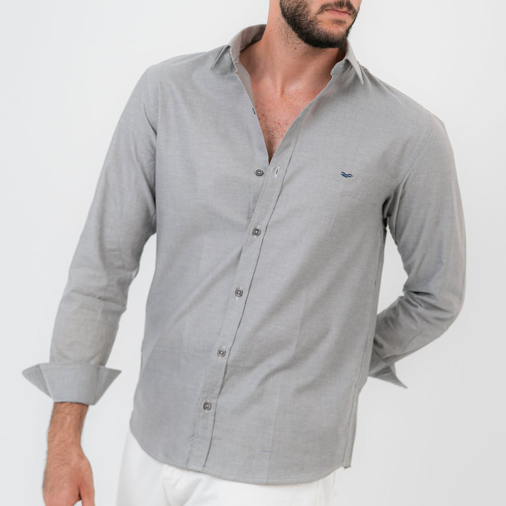 Gray Long Sleeve shirt Oxford