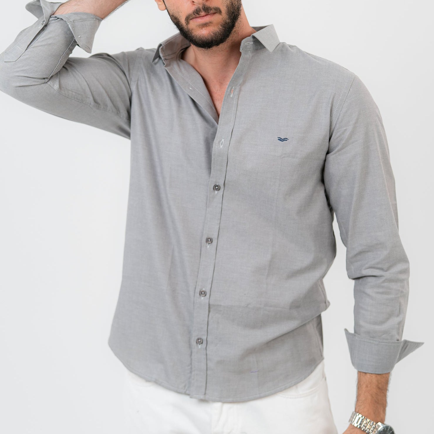 Gray Long Sleeve shirt Oxford