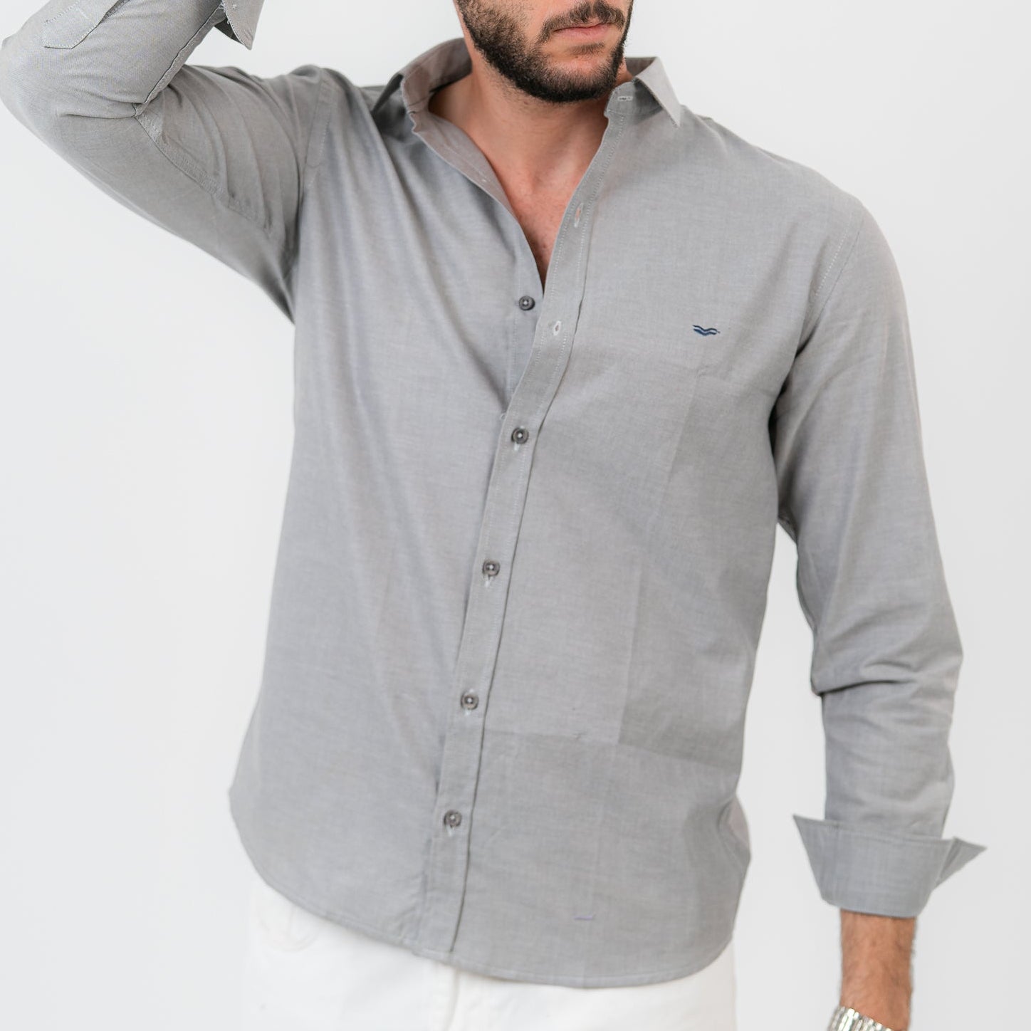 Gray Long Sleeve shirt Oxford