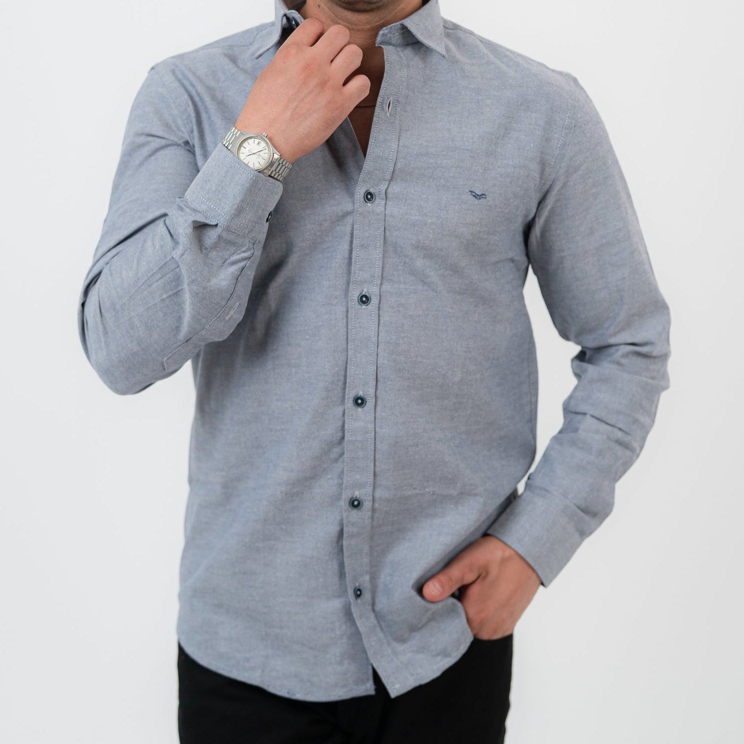 Dark Gray Long Sleeve shirt Oxford