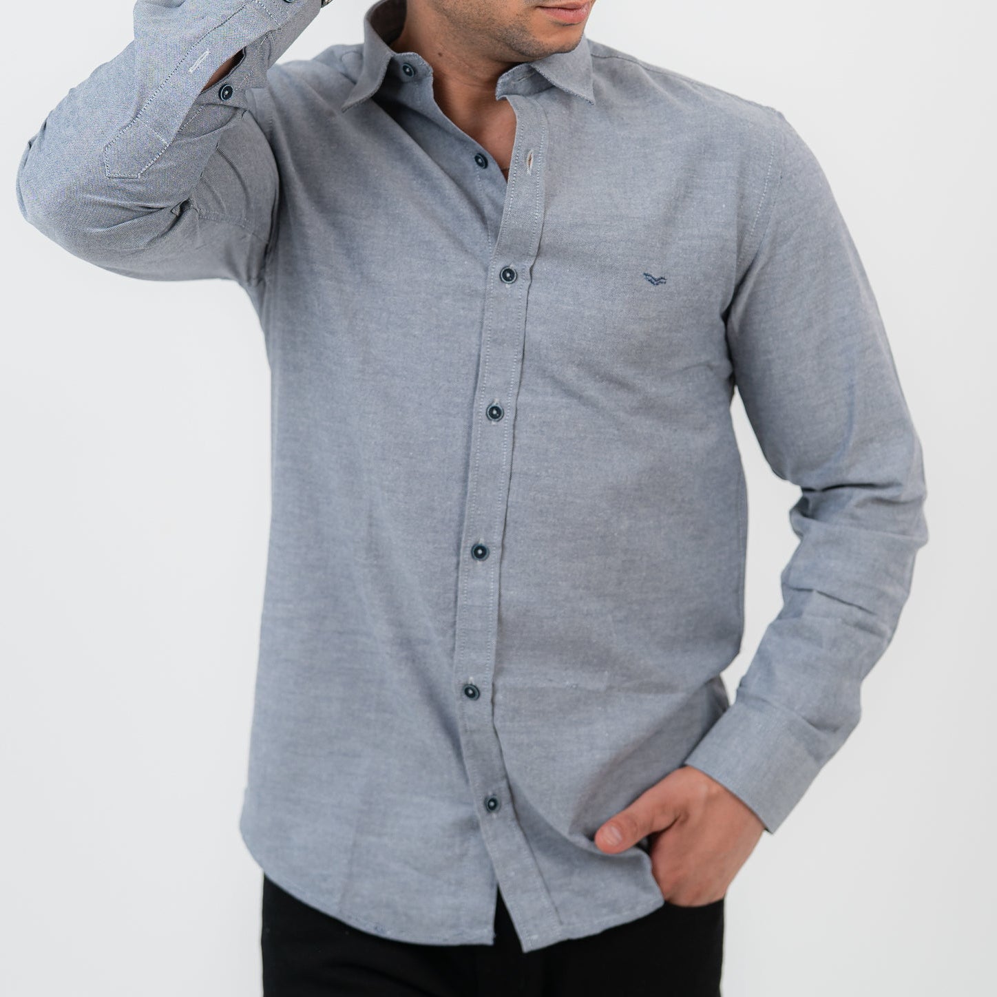 Dark Gray Long Sleeve shirt Oxford