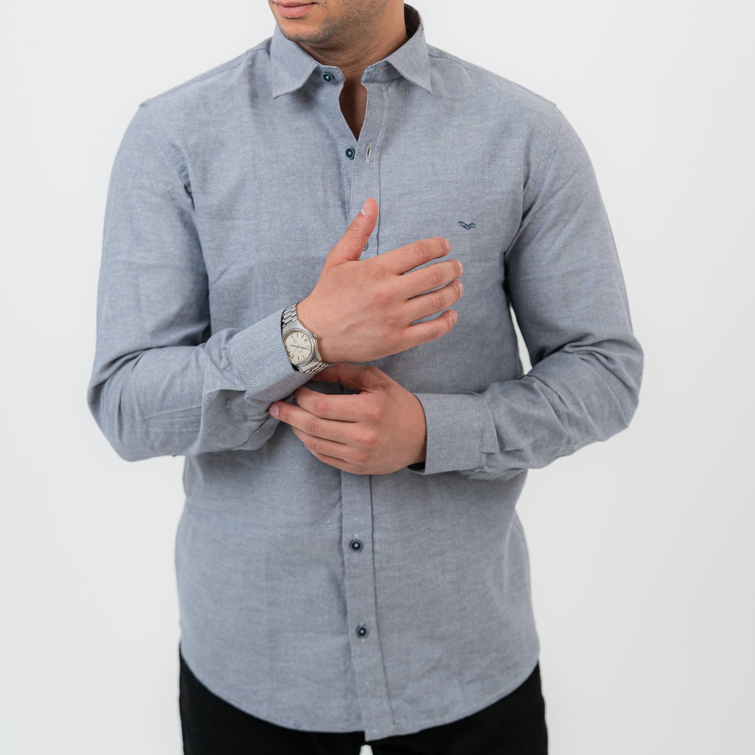 Dark Gray Long Sleeve shirt Oxford