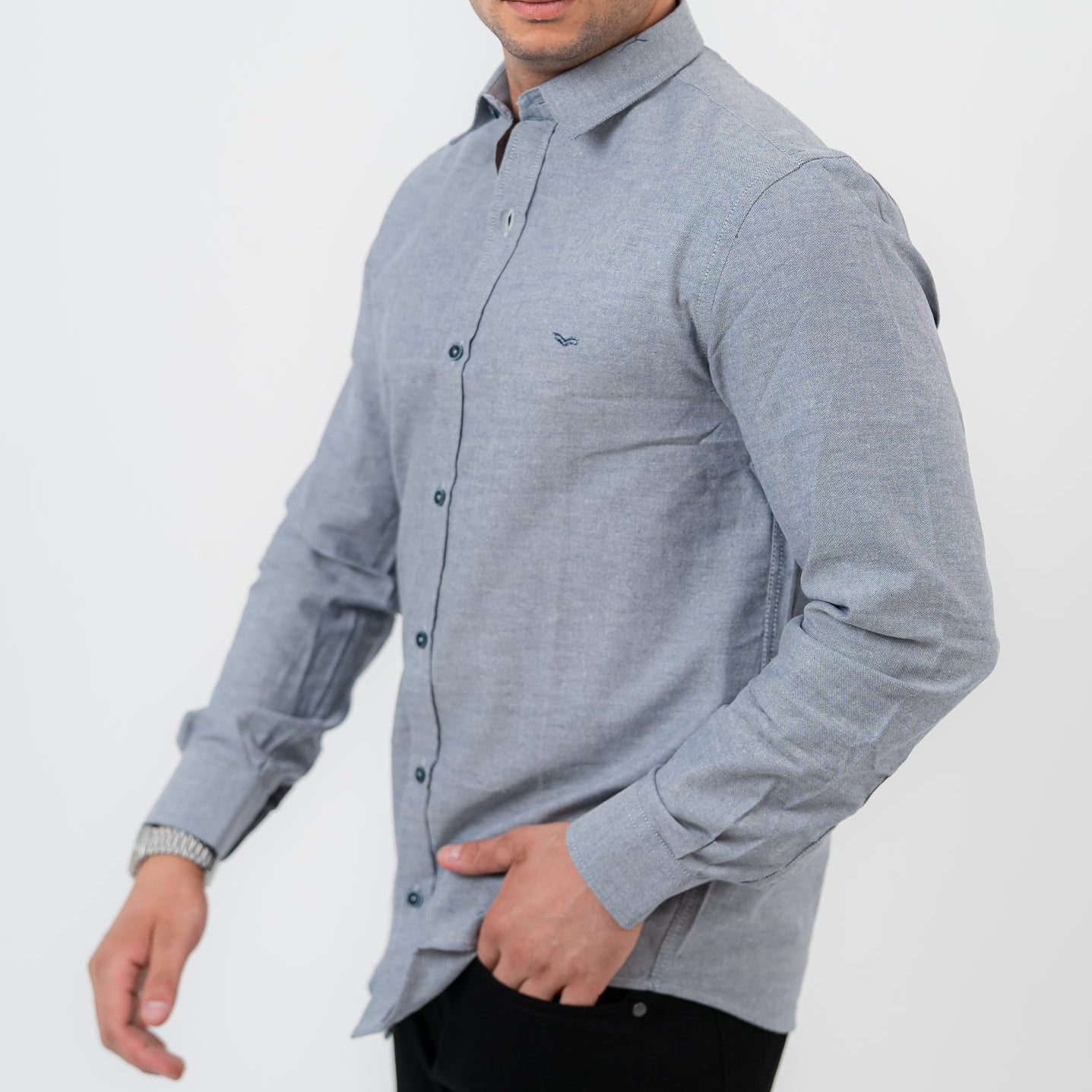 Dark Gray Long Sleeve shirt Oxford