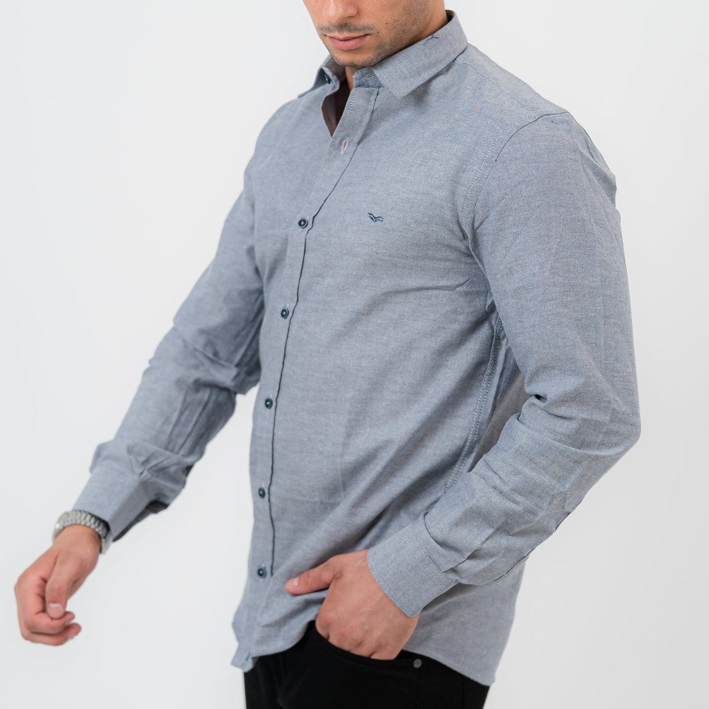 Dark Gray Long Sleeve shirt Oxford
