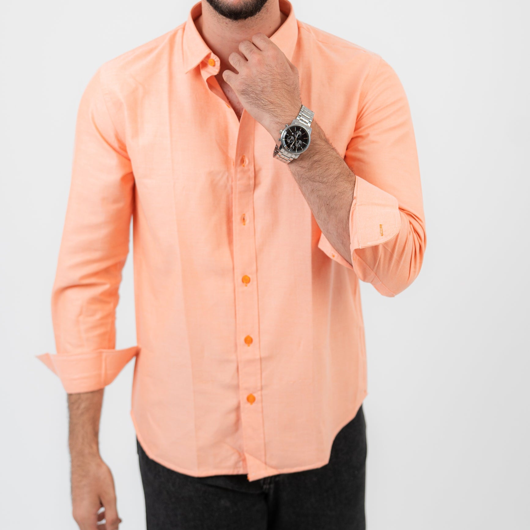 Light Salmon Long Sleeve shirt Oxford