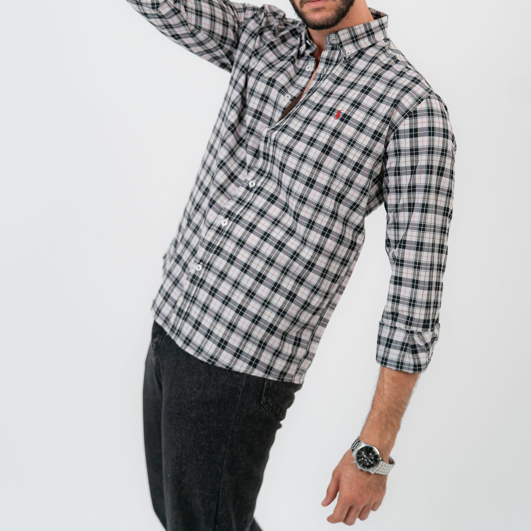 Dark Blue Caro Long Sleeve shirt -U.S Polo 114