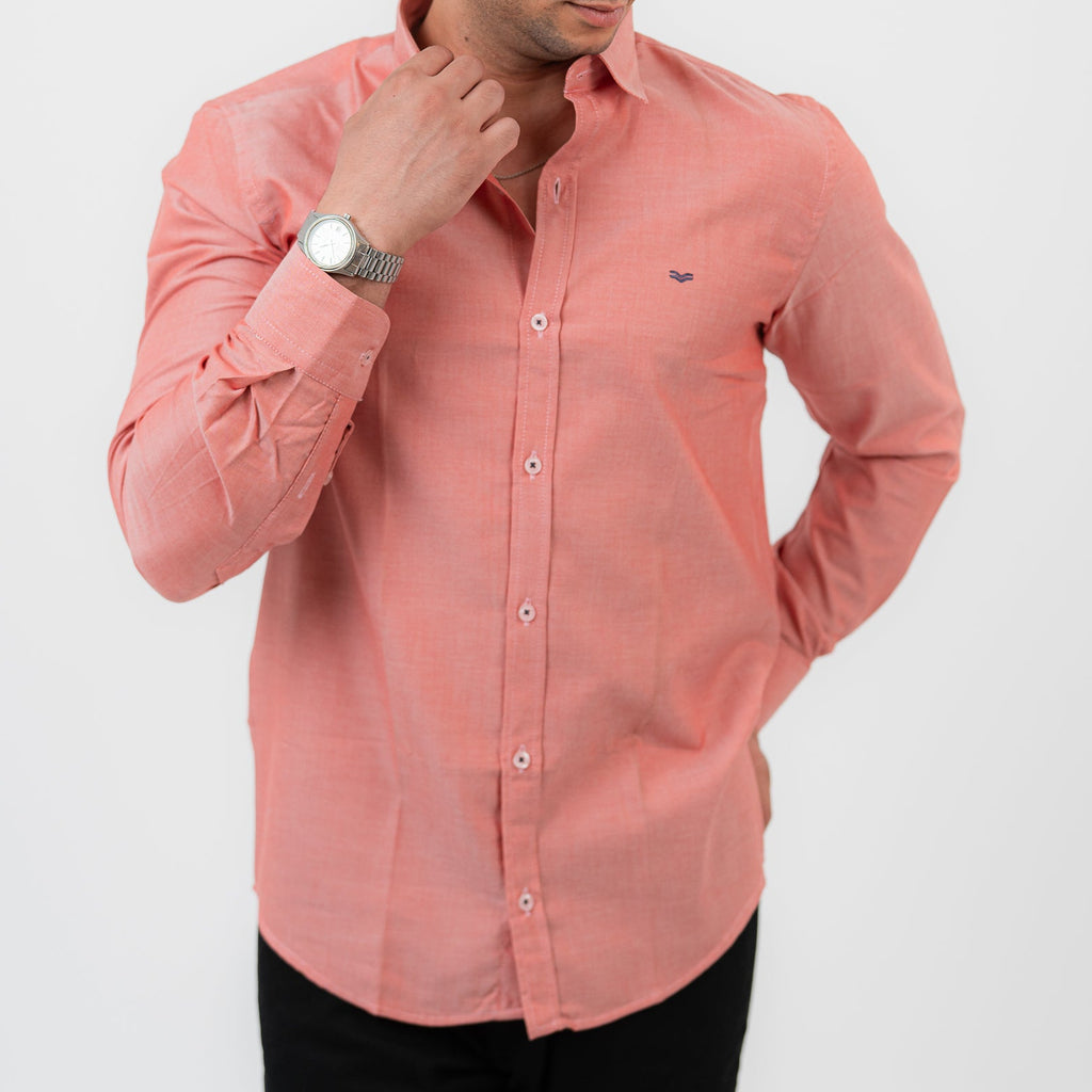 Dark Brick Red  Long Sleeve shirt Oxford