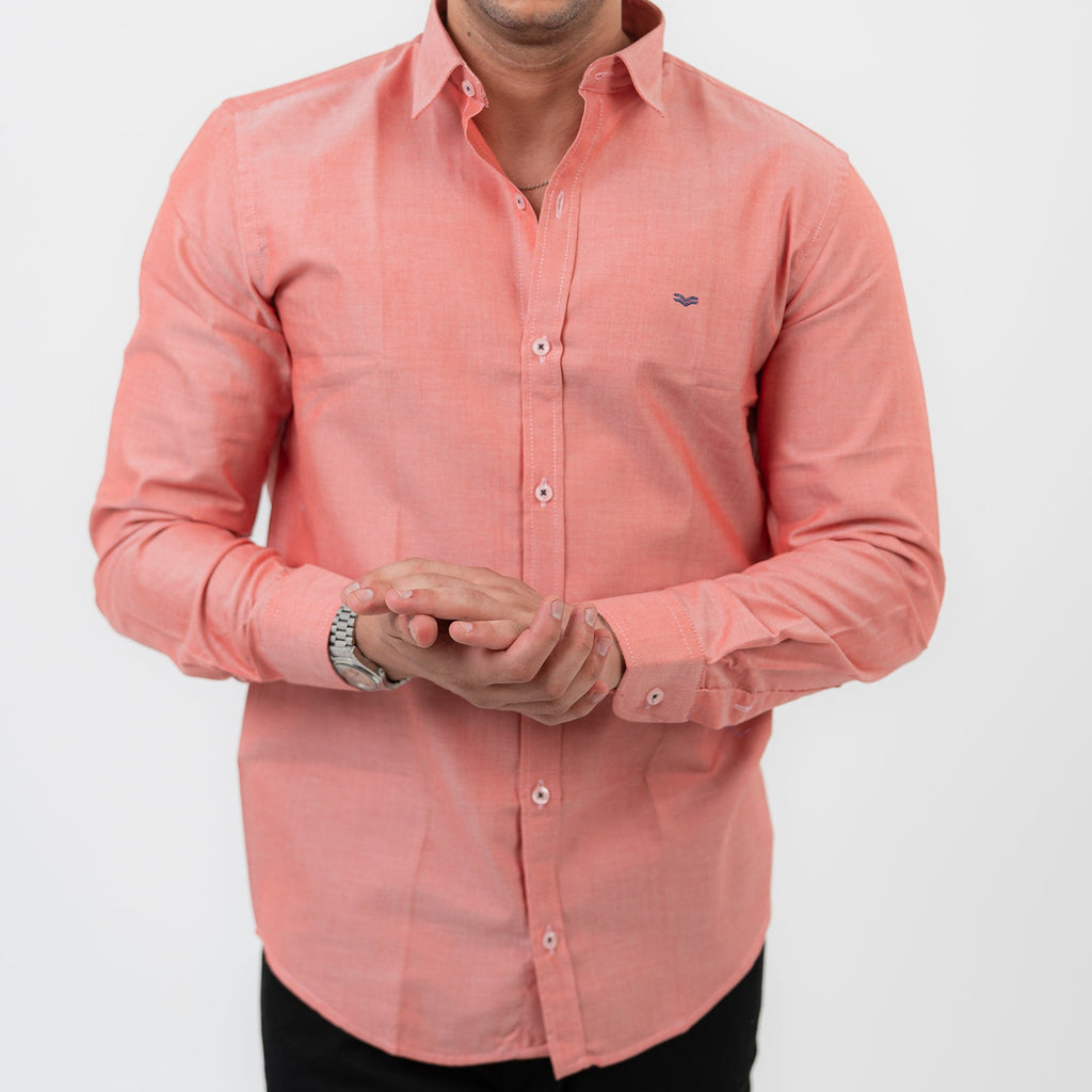 Dark Brick Red  Long Sleeve shirt Oxford