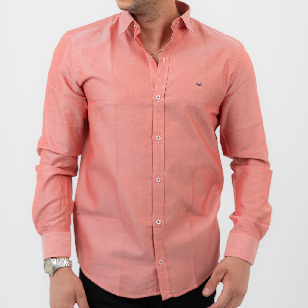 Dark Brick Red  Long Sleeve shirt Oxford