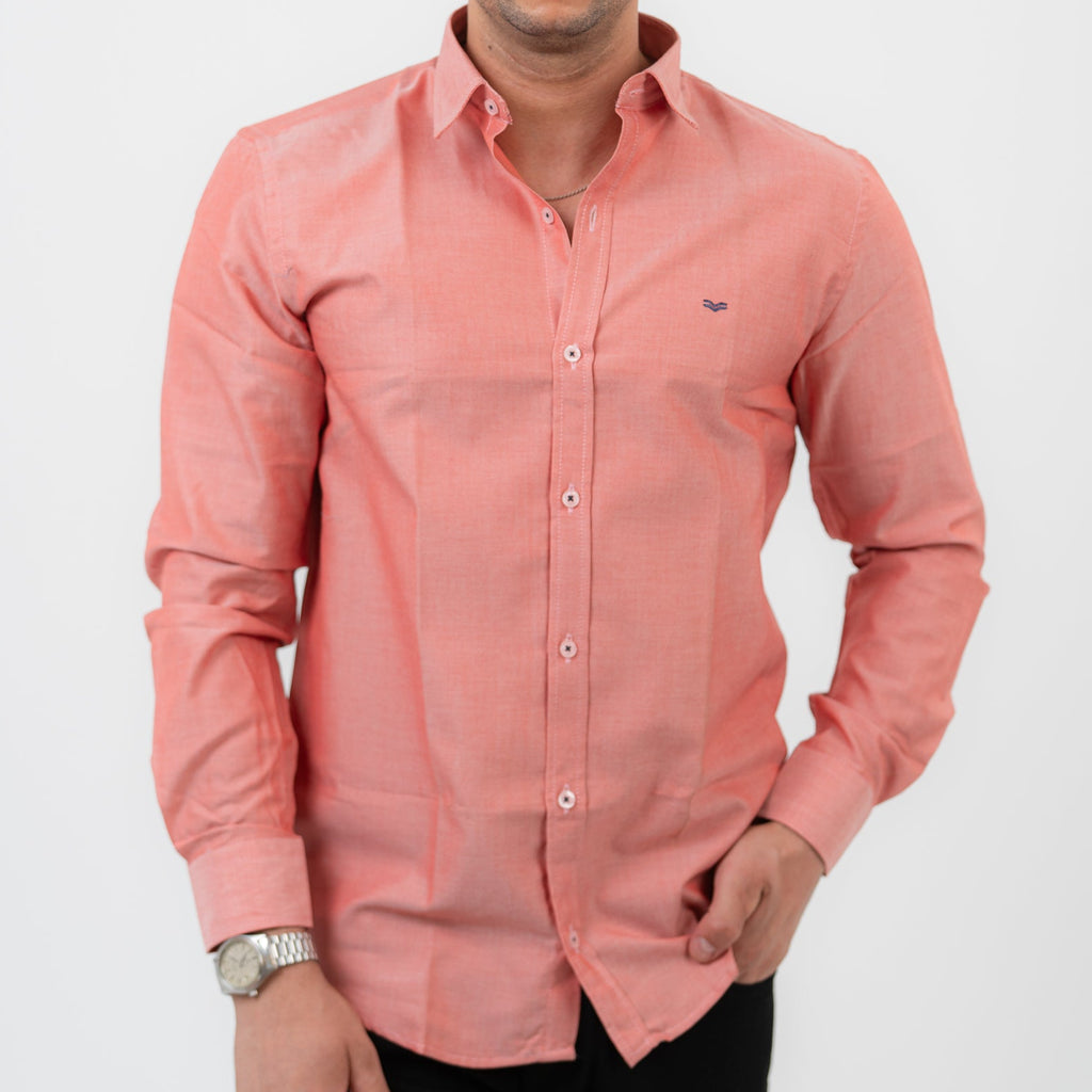Dark Brick Red  Long Sleeve shirt Oxford