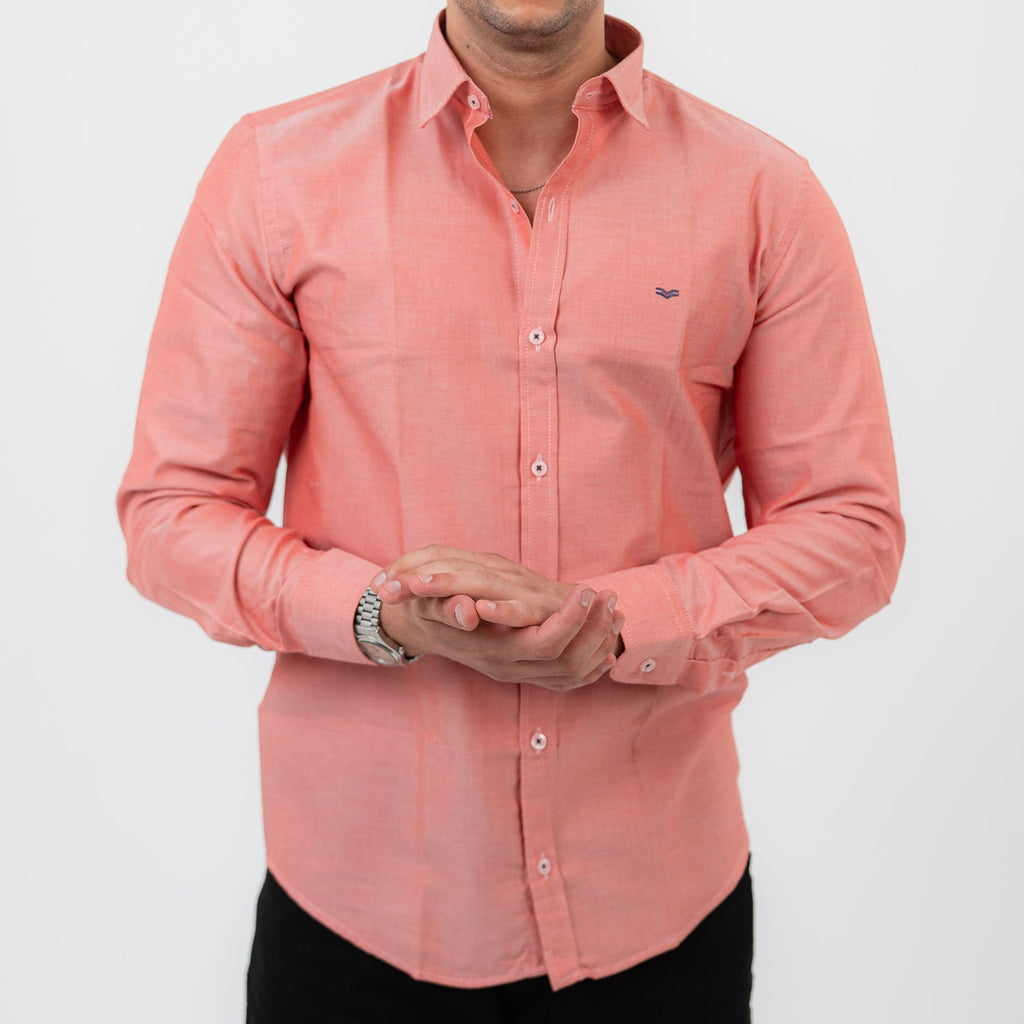 Dark Brick Red  Long Sleeve shirt Oxford