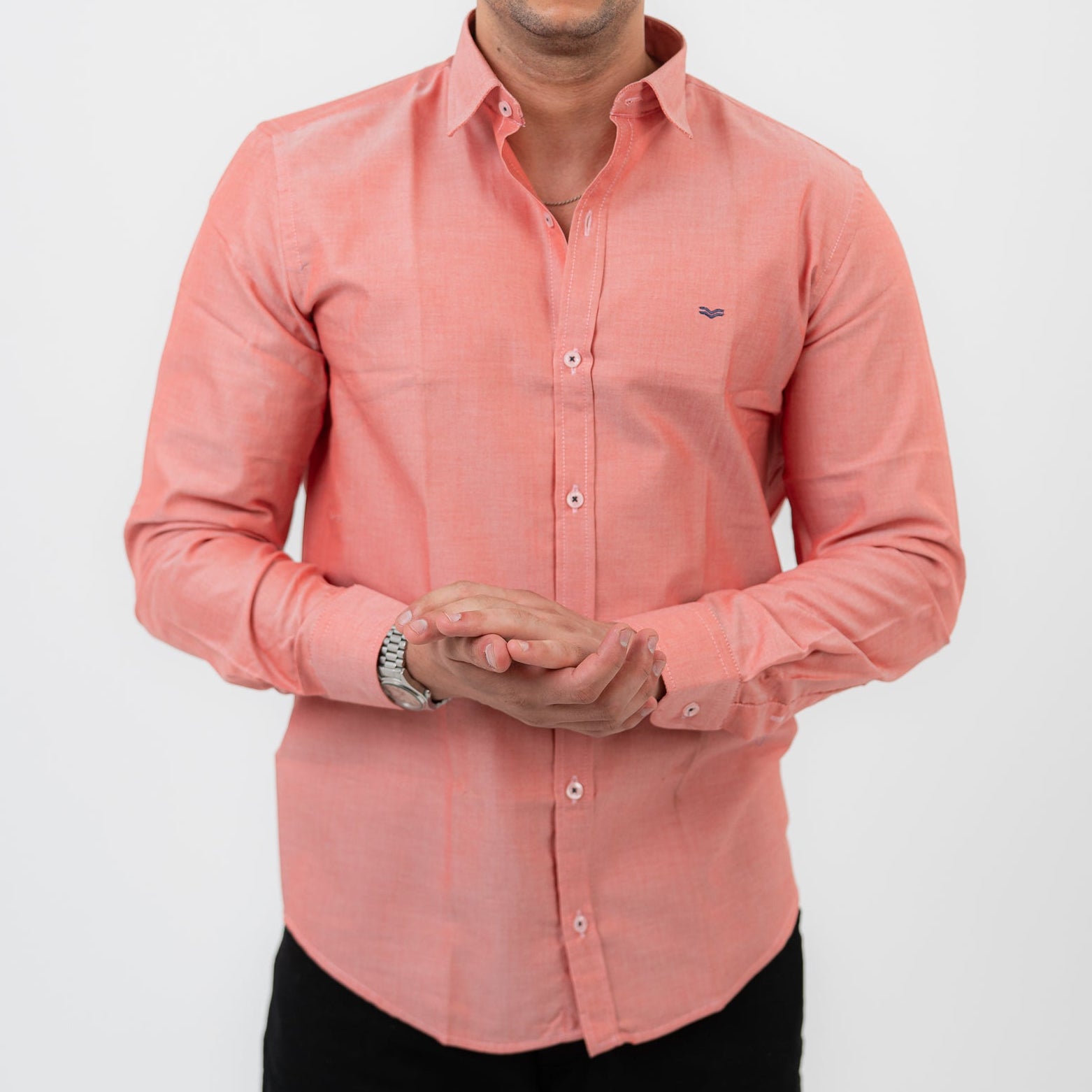 Dark Brick Red  Long Sleeve shirt Oxford