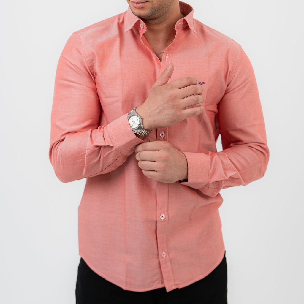 Dark Brick Red  Long Sleeve shirt Oxford