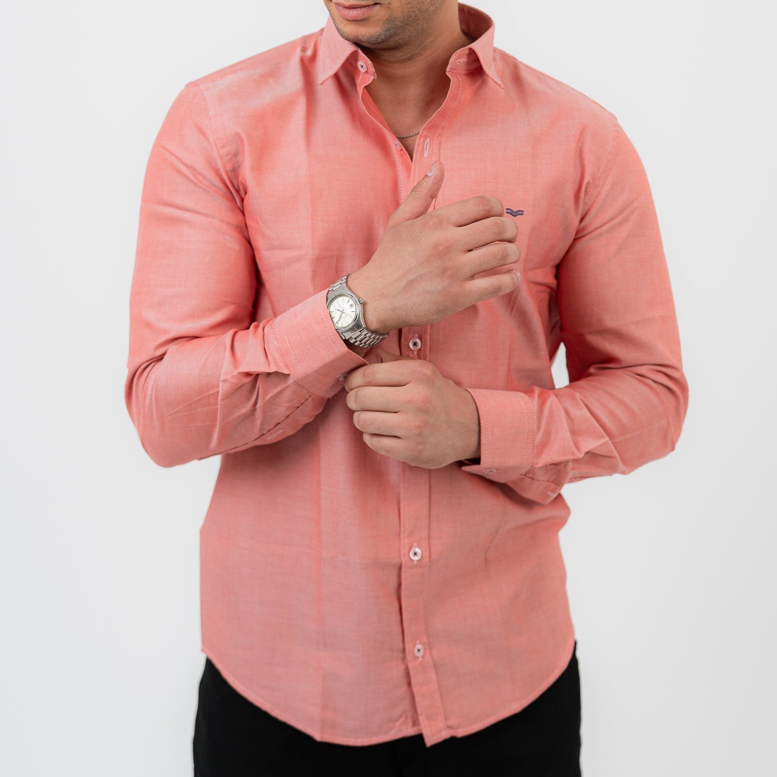Dark Brick Red  Long Sleeve shirt Oxford