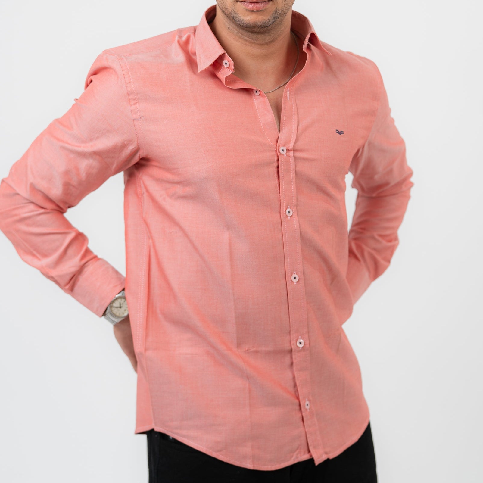 Dark Brick Red  Long Sleeve shirt Oxford