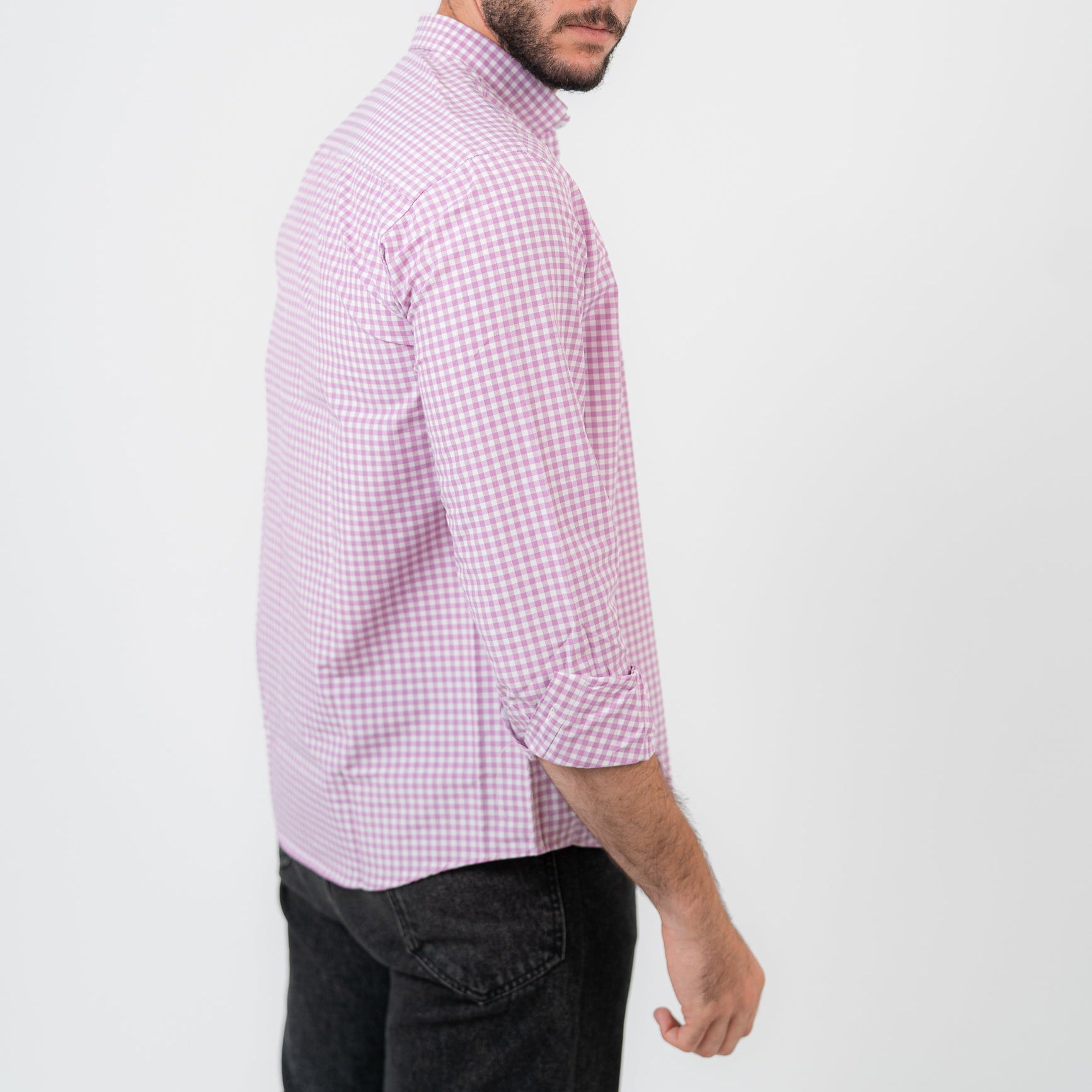 قميص بينك كارو بأكمام طويلة - بولو أمريكي 112