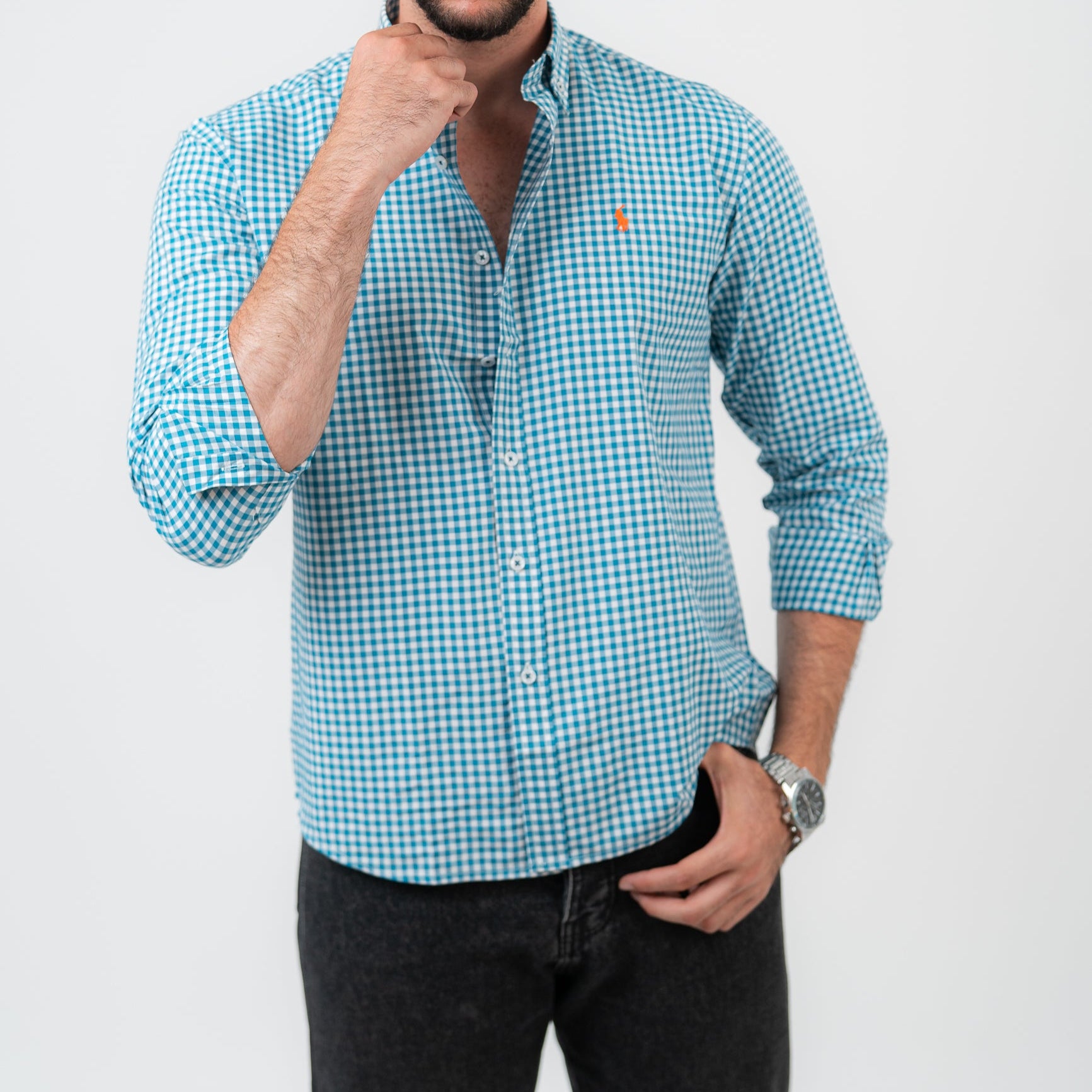Blue Caro Long Sleeve shirt -U.S Polo 110