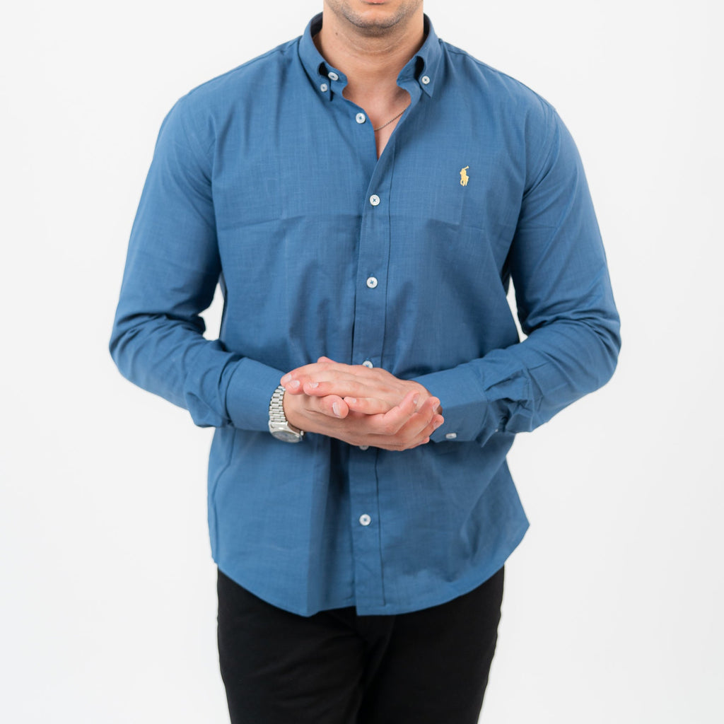 قميص بولو أزرق بأكمام طويلة - US Polo