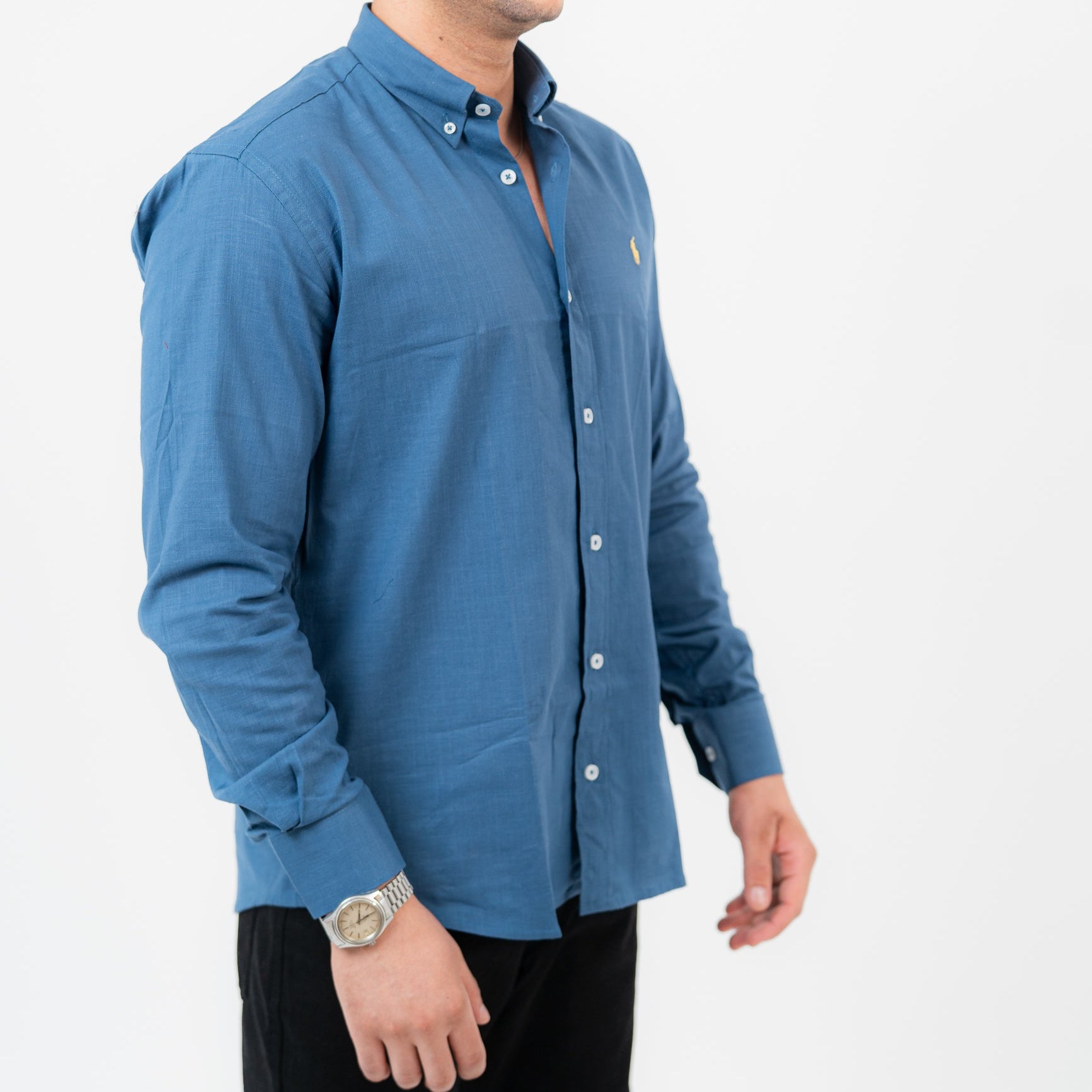 قميص بولو أزرق بأكمام طويلة - US Polo