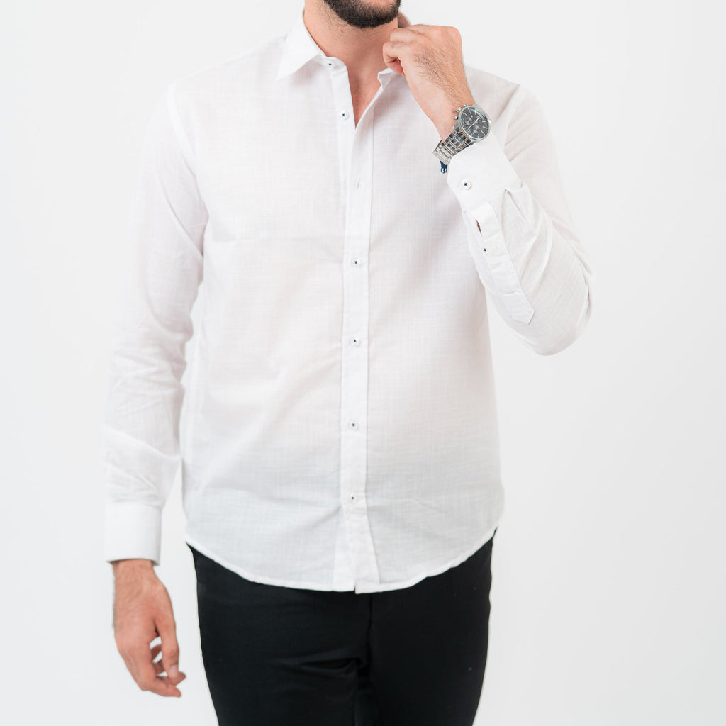 قميص أبيض بأكمام طويلة - بولو أمريكي