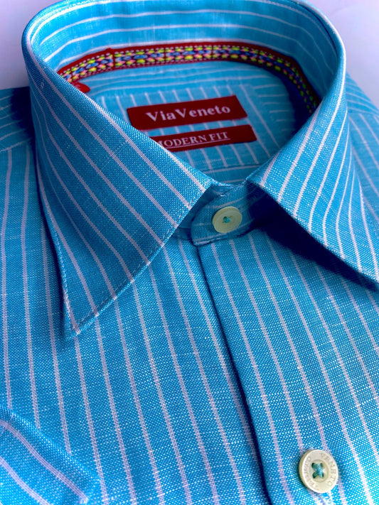 Summer Striped Sky Blue Short Sleeve shirt  135