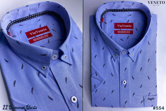 Summer Blue Printed Short Sleeve shirt  105