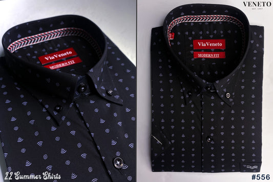 Summer Black Printed Short Sleeve shirt  114