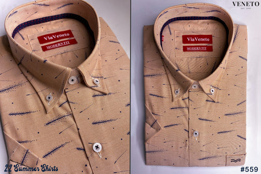 Summer Light Brown Printed Short Sleeve shirt  101
