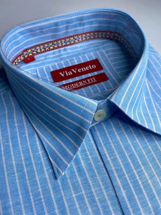 Summer Striped Blue Short Sleeve shirt 138