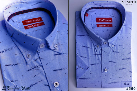 Summer Dark Blue Printed Short Sleeve shirt  102