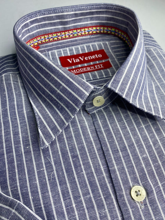 Summer Striped Grey Short Sleeve shirt  136